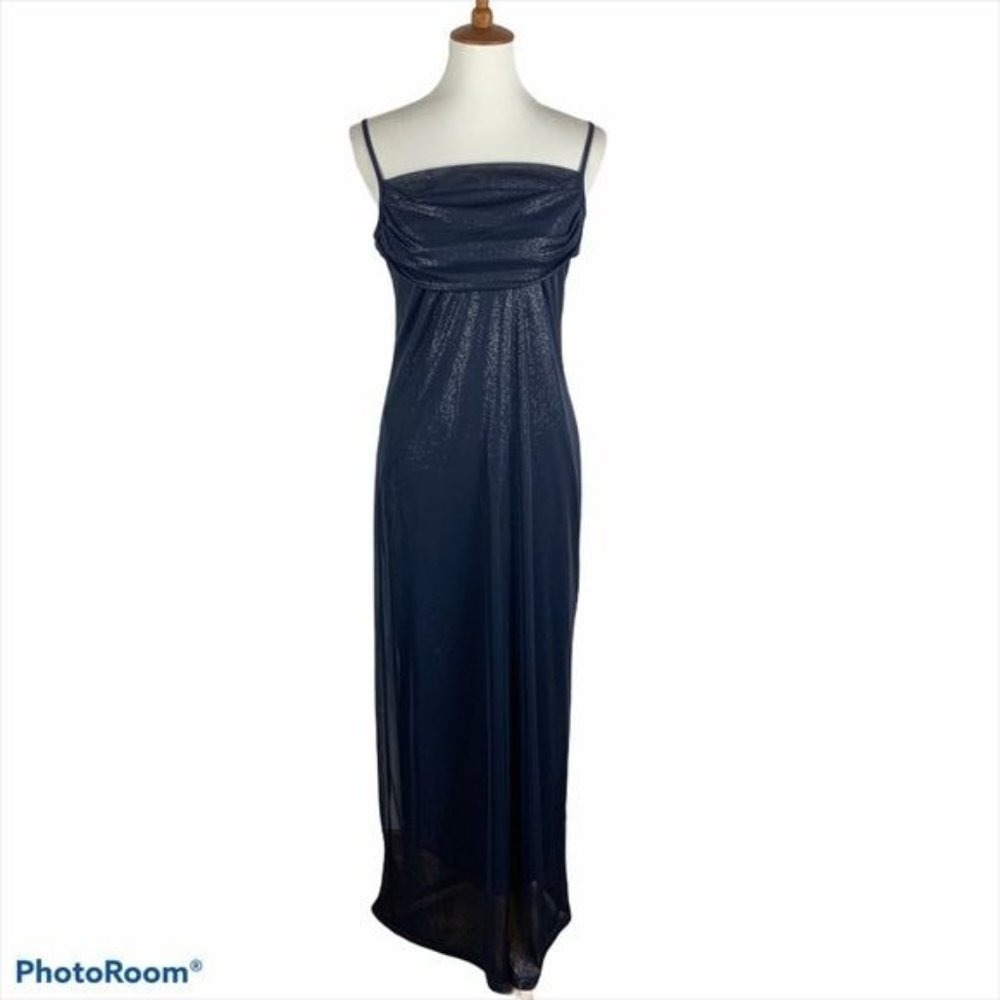 ENT Entrancy Navy Blue Shimmer Gown Womens Size Large